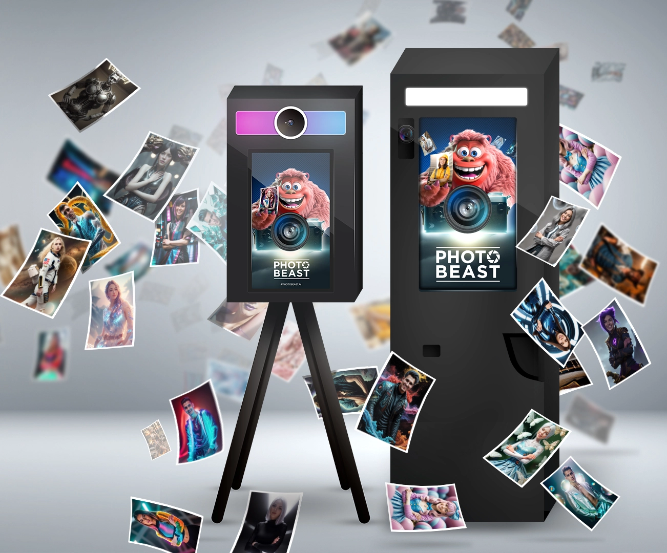 Photobeast ai machine with photos flying all around